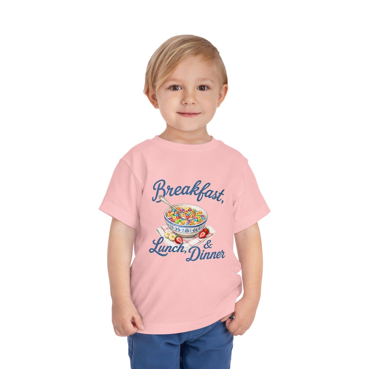 Toddler Tee — “Breakfast, Lunch & Dinner” Cereal Bowl Kids Shirt