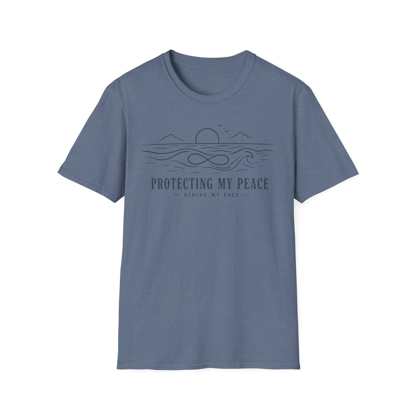 "Protecting My Peace" Ocean Sunset Minimalist Line Art T-Shirt