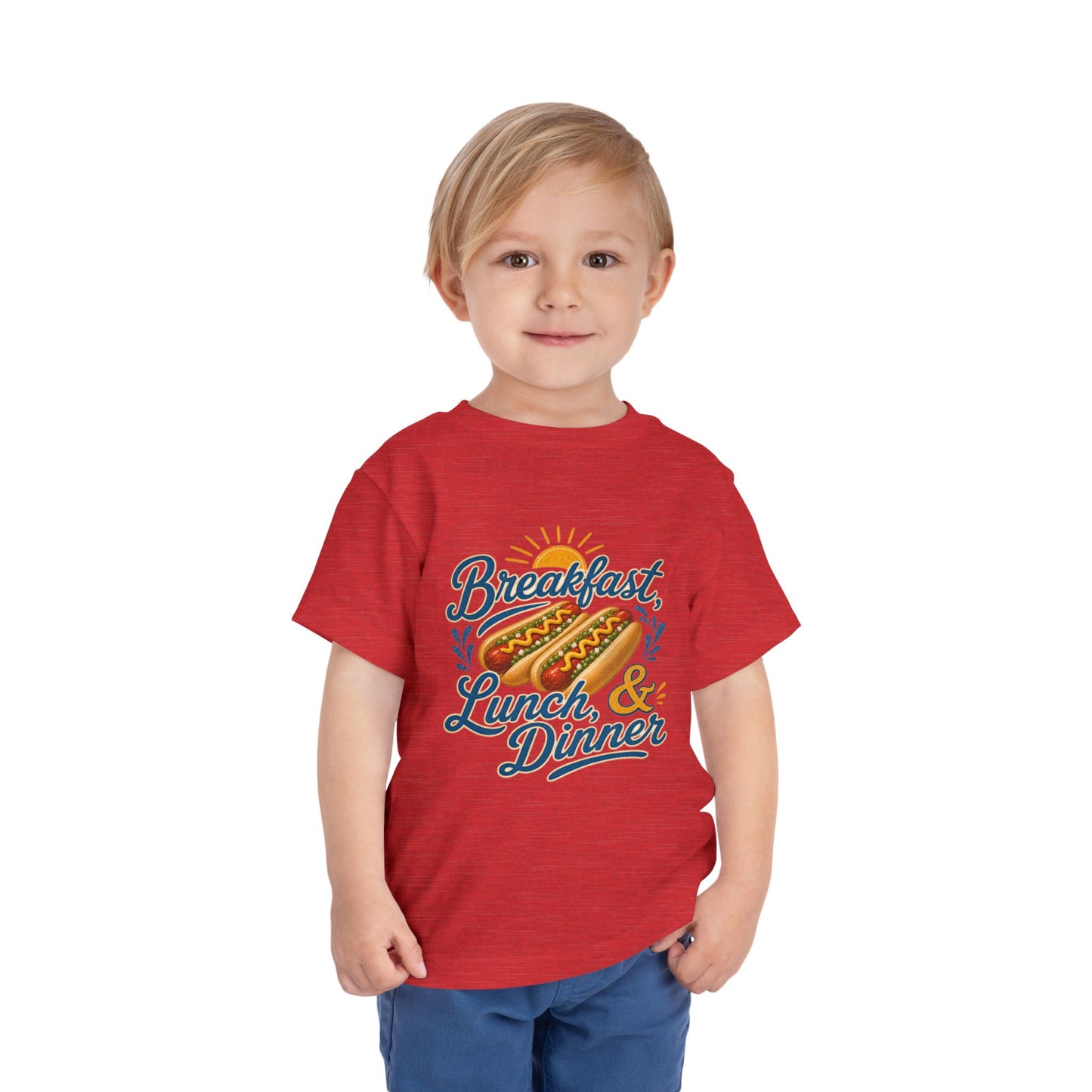 "Breakfast, Lunch & Dinner" Hot Dog Kids T‑Shirt Toddler Tee —