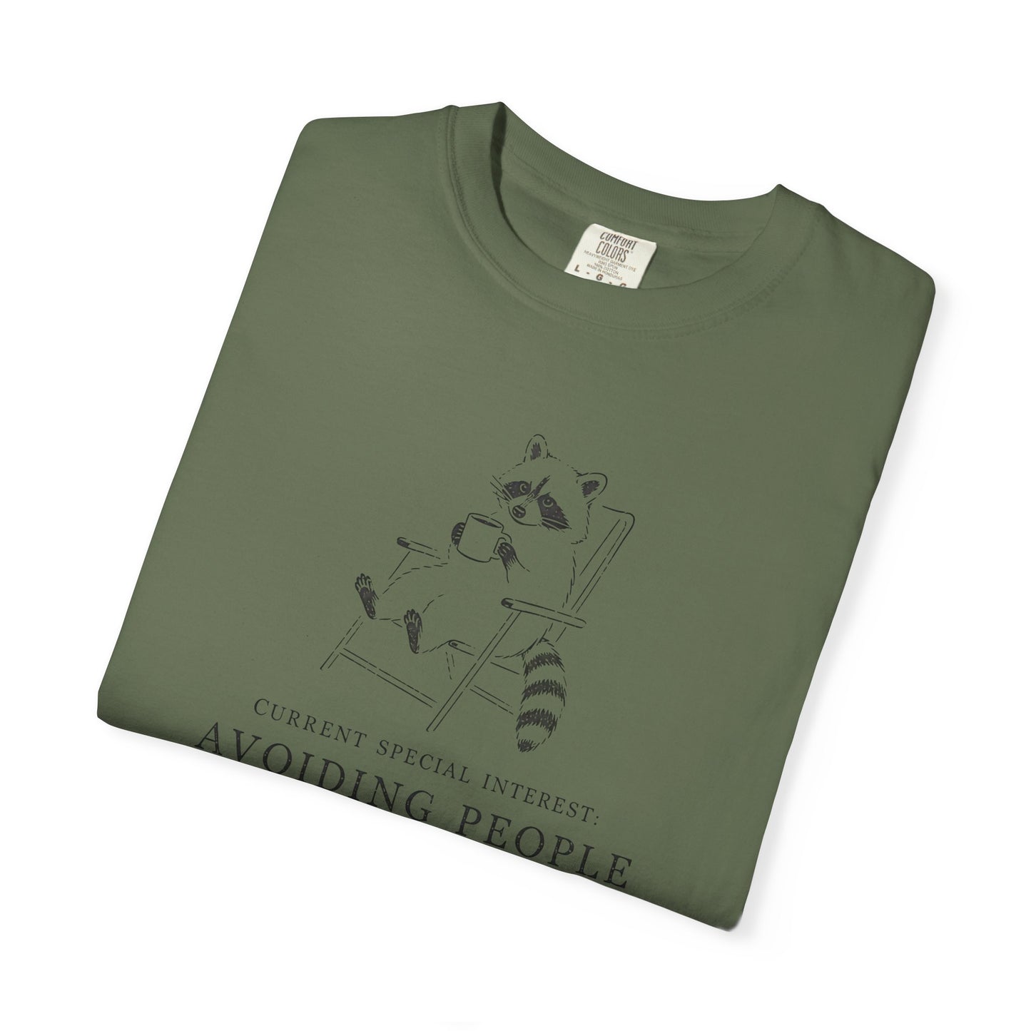 Avoiding People Raccoon T-Shirt — Funny Introvert Graphic Tee with Relaxed Loungewear Vibe
