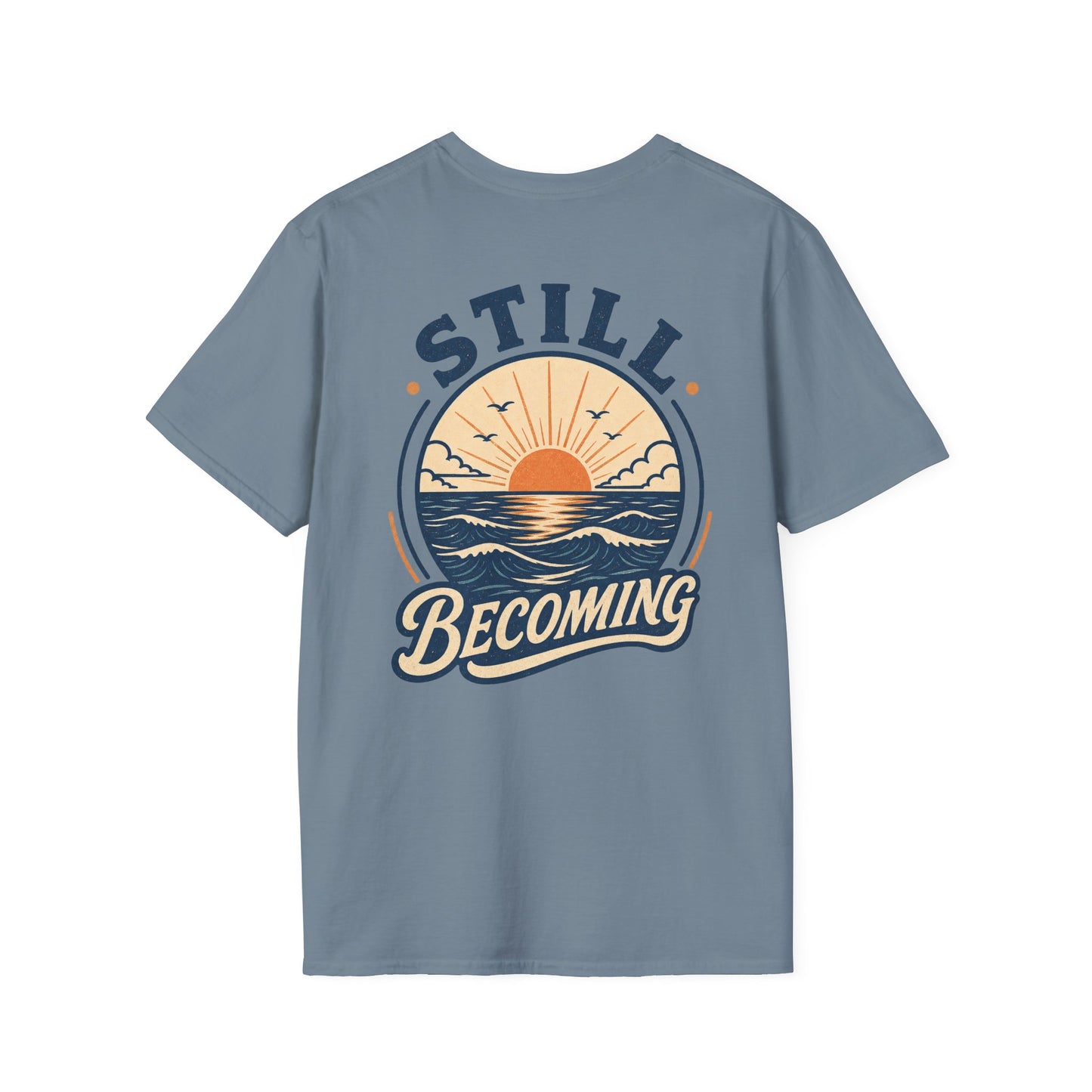 Still Becoming T-Shirt — Vintage Coastal Ocean Sunrise