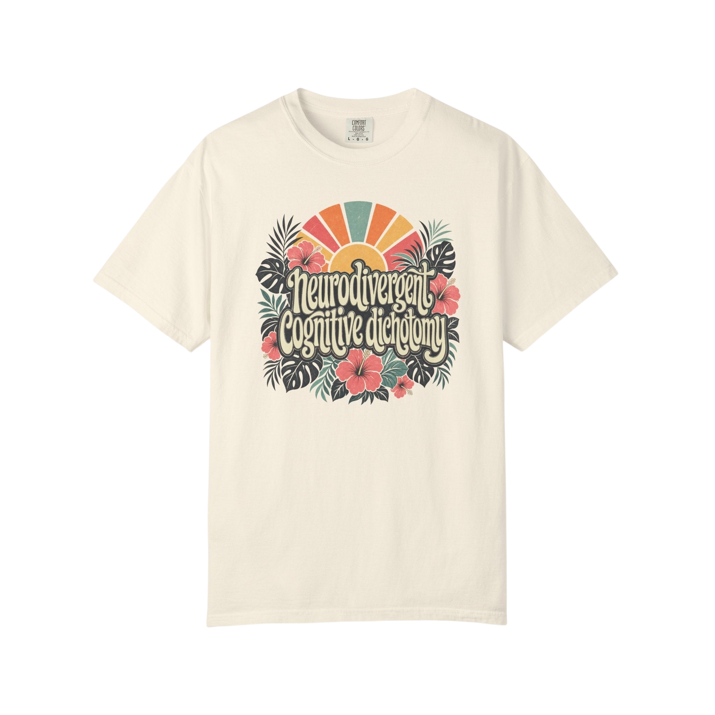 Neurodivergent Cognitive Dichotomy T-Shirt — Retro Floral Sunburst Awareness Tee