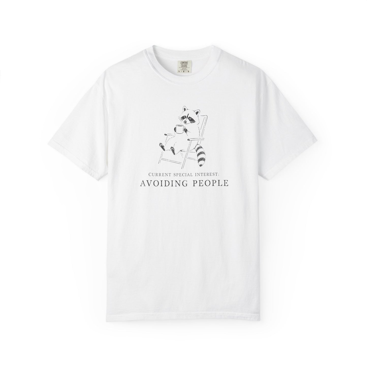 Avoiding People Raccoon T-Shirt — Funny Introvert Graphic Tee with Relaxed Loungewear Vibe