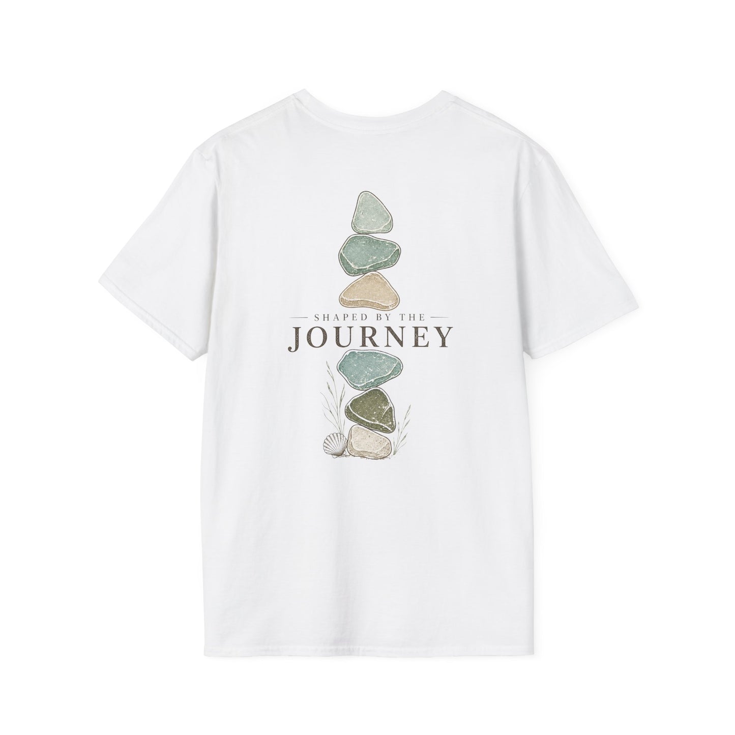 "SHAPED BY THE JOURNEY"  Coastal inspired Sea Glass t-shirt