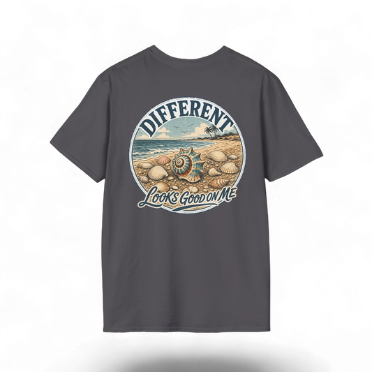 "Different Looks Good On Me" Vintage Seashell Graphic Tee