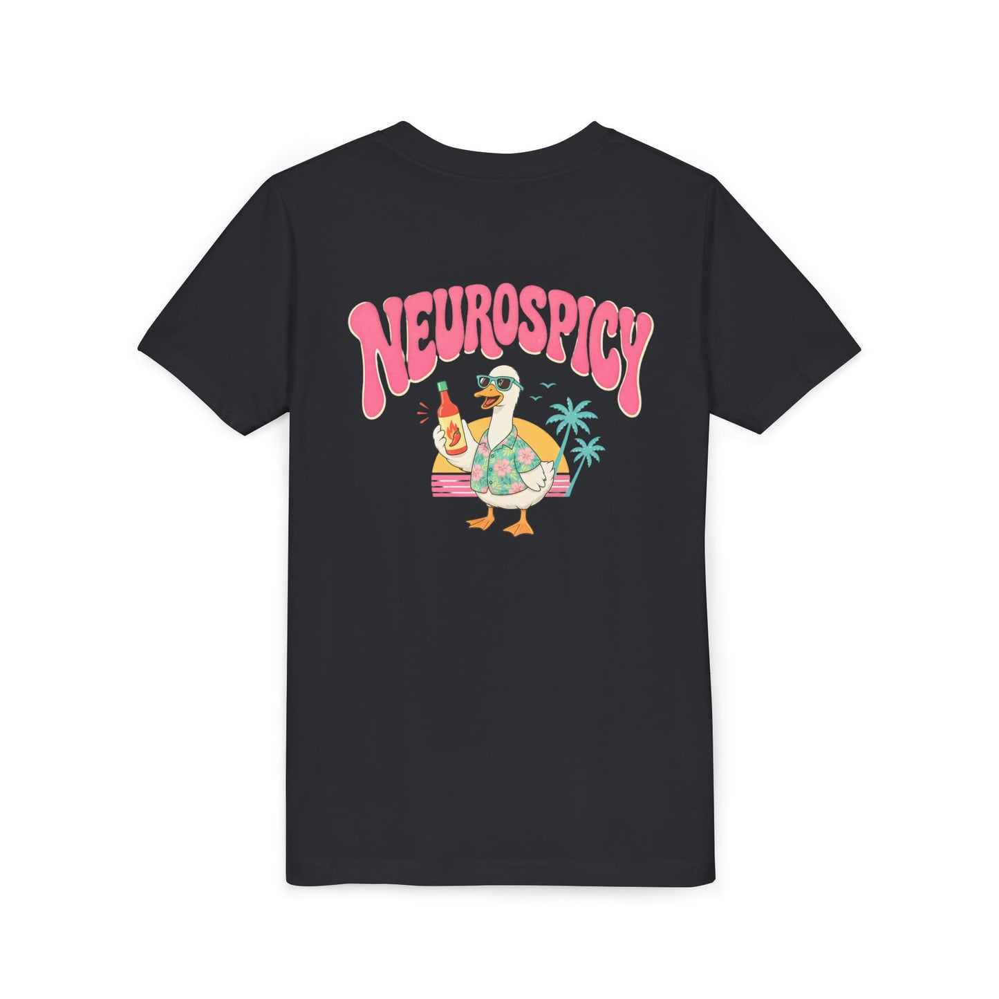 Neurospicy Silly Goose Youth Tee — Cute Tropical Graphic Kids T‑Shirt BACK PRINT