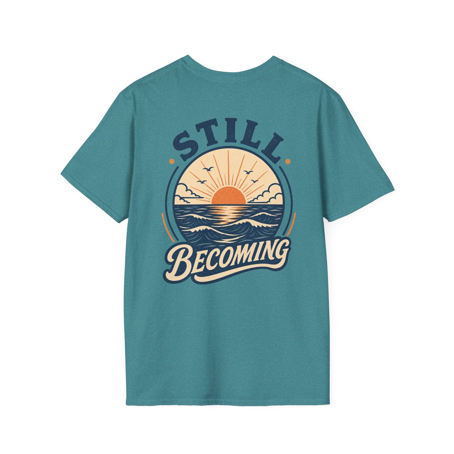 Still Becoming T-Shirt — Vintage Coastal Ocean Sunrise