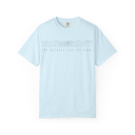 "THE DETAILS TELL THE STORY" Black Print minimal graphic line Tee
