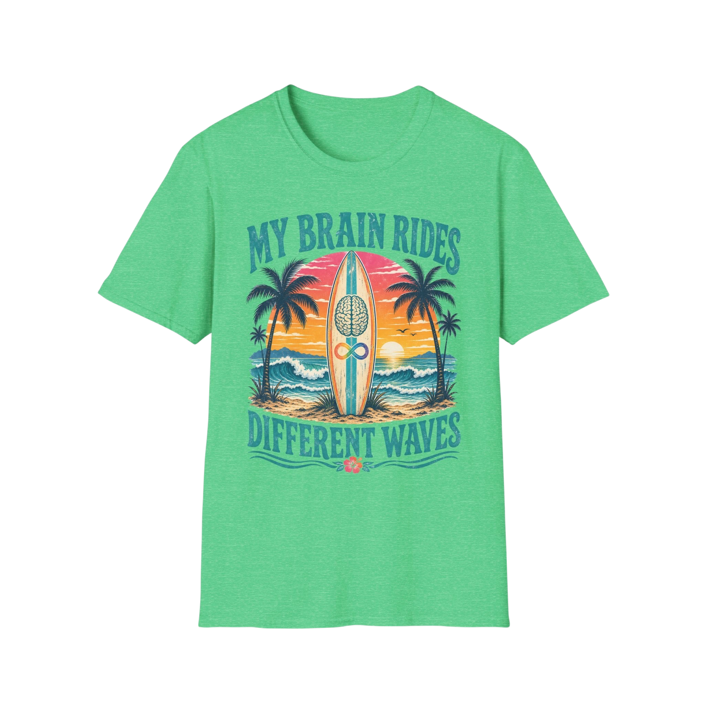 Graphic T-Shirt — "My Brain Rides Different Waves" Surf Retro Tee