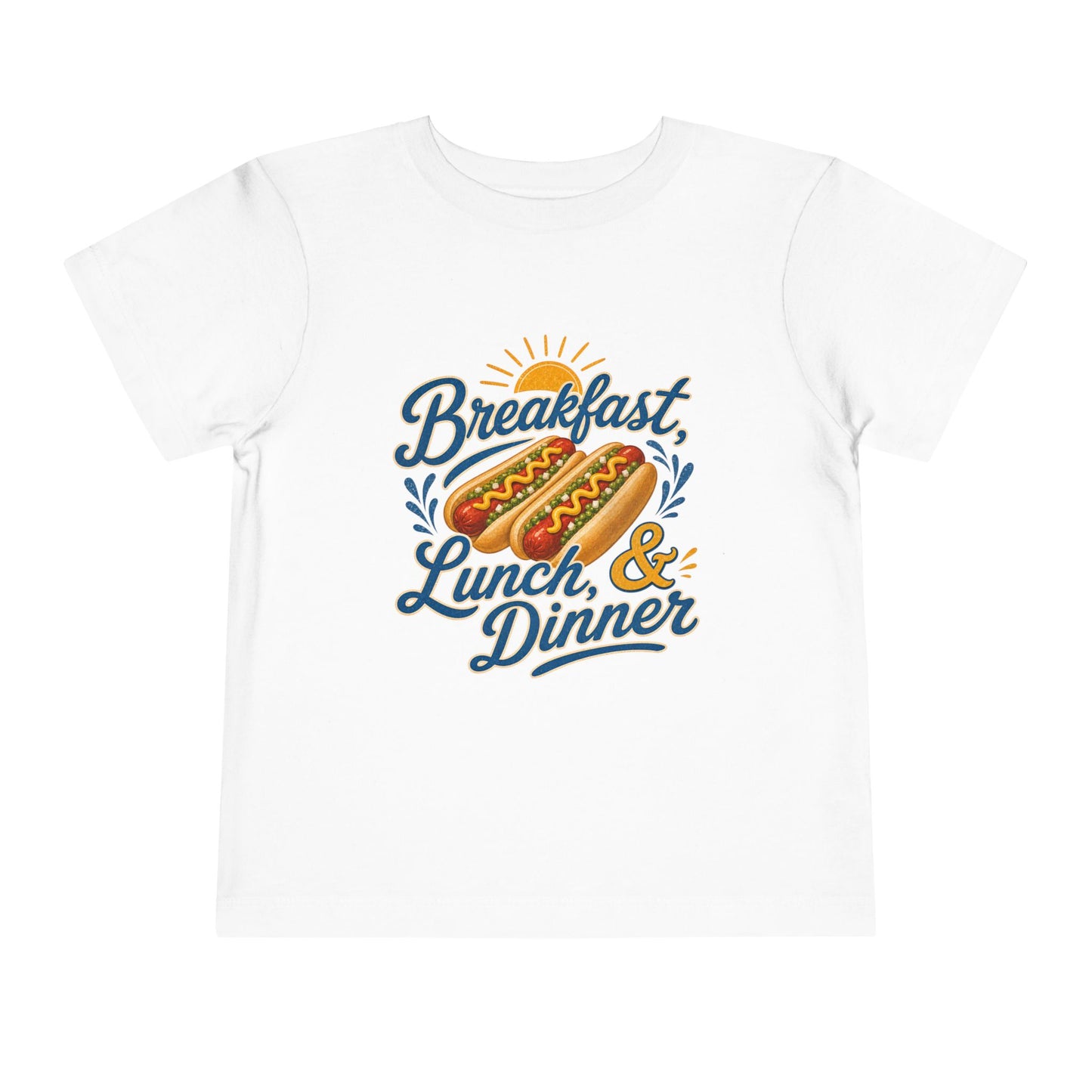 "Breakfast, Lunch & Dinner" Hot Dog Kids T‑Shirt Toddler Tee —