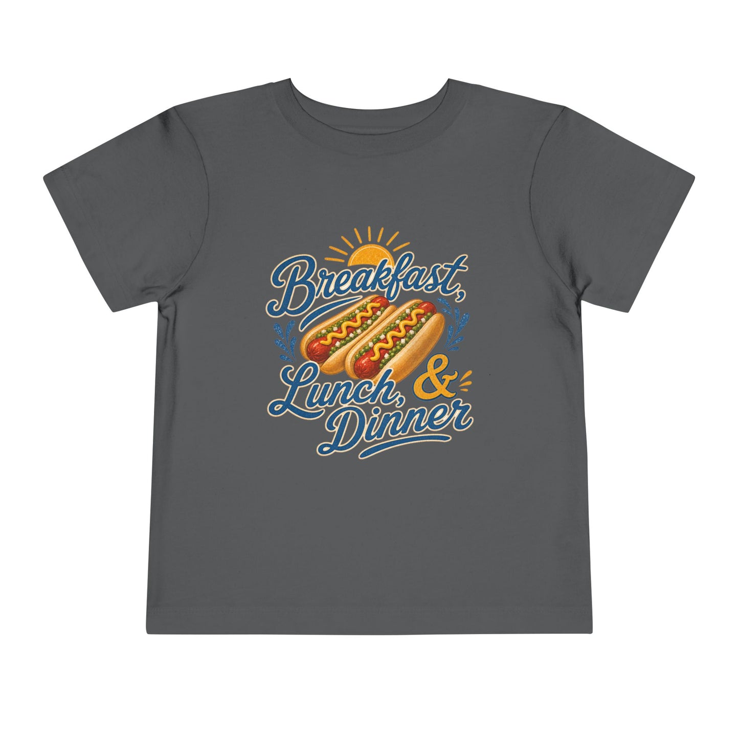 "Breakfast, Lunch & Dinner" Hot Dog Kids T‑Shirt Toddler Tee —