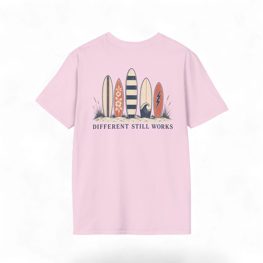 "Different Still Works" Vintage Surfboard Graphic Tee