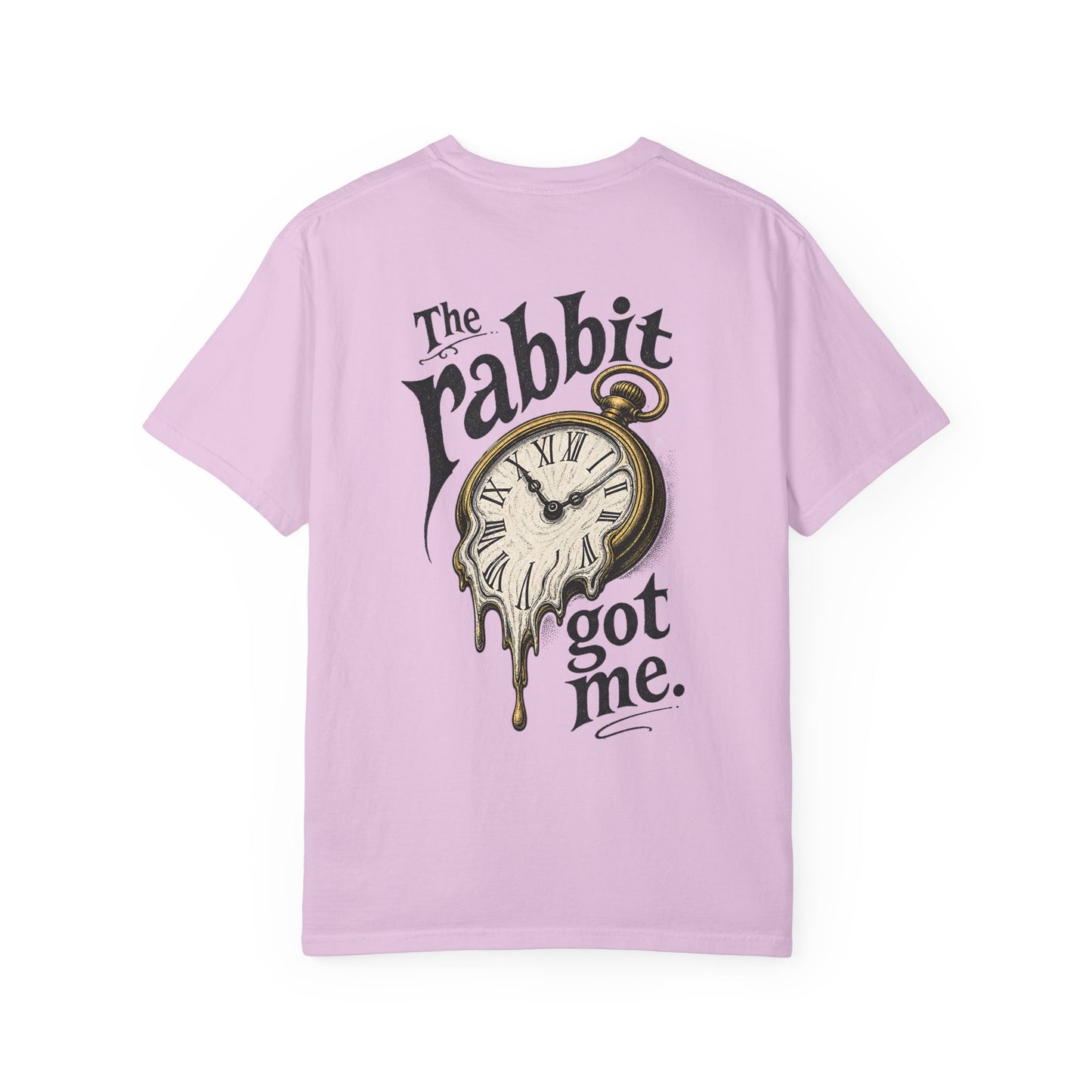 "The Rabbit Got Me" -Play on the iconic Alice in Wonderland quote. ADHD losing track of time