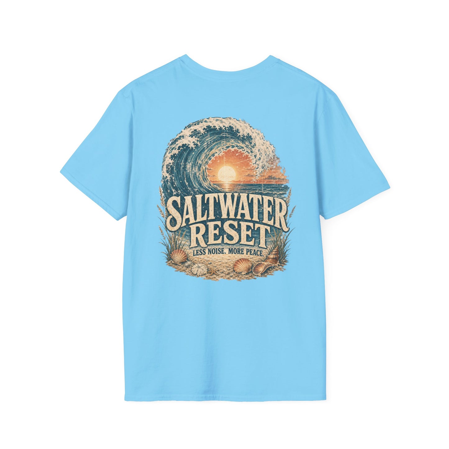 "Saltwater Reset" Retro Ocean Barrel Wave Sunset Graphic T-Shirt
