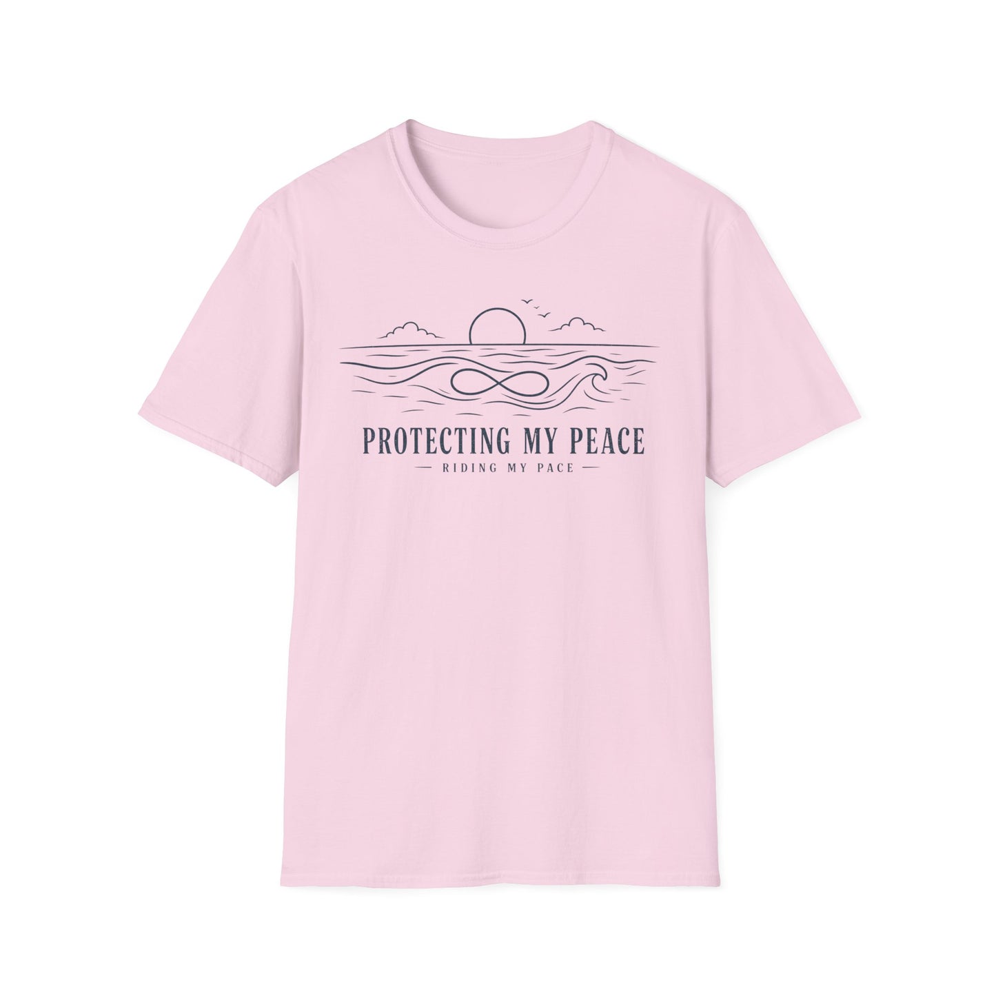 "Protecting My Peace" Ocean Sunset Minimalist Line Art T-Shirt