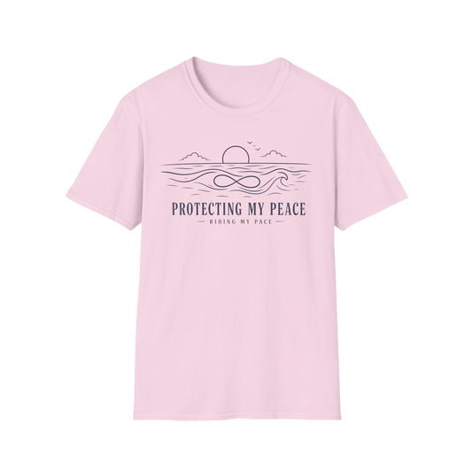 "Protecting My Peace" Ocean Sunset Minimalist Line Art T-Shirt