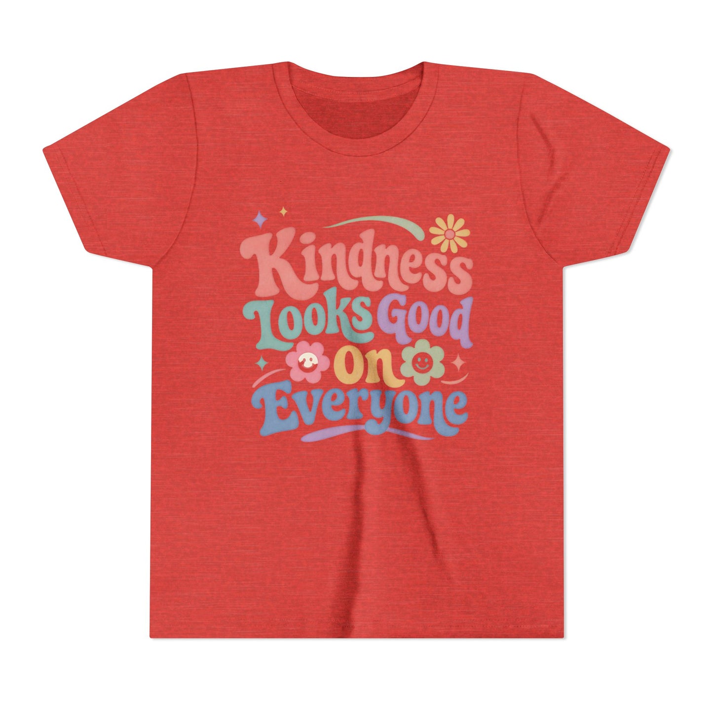 Youth Tee — "Kindness Looks Good On Everyone" Retro Floral Kids T-Shirt