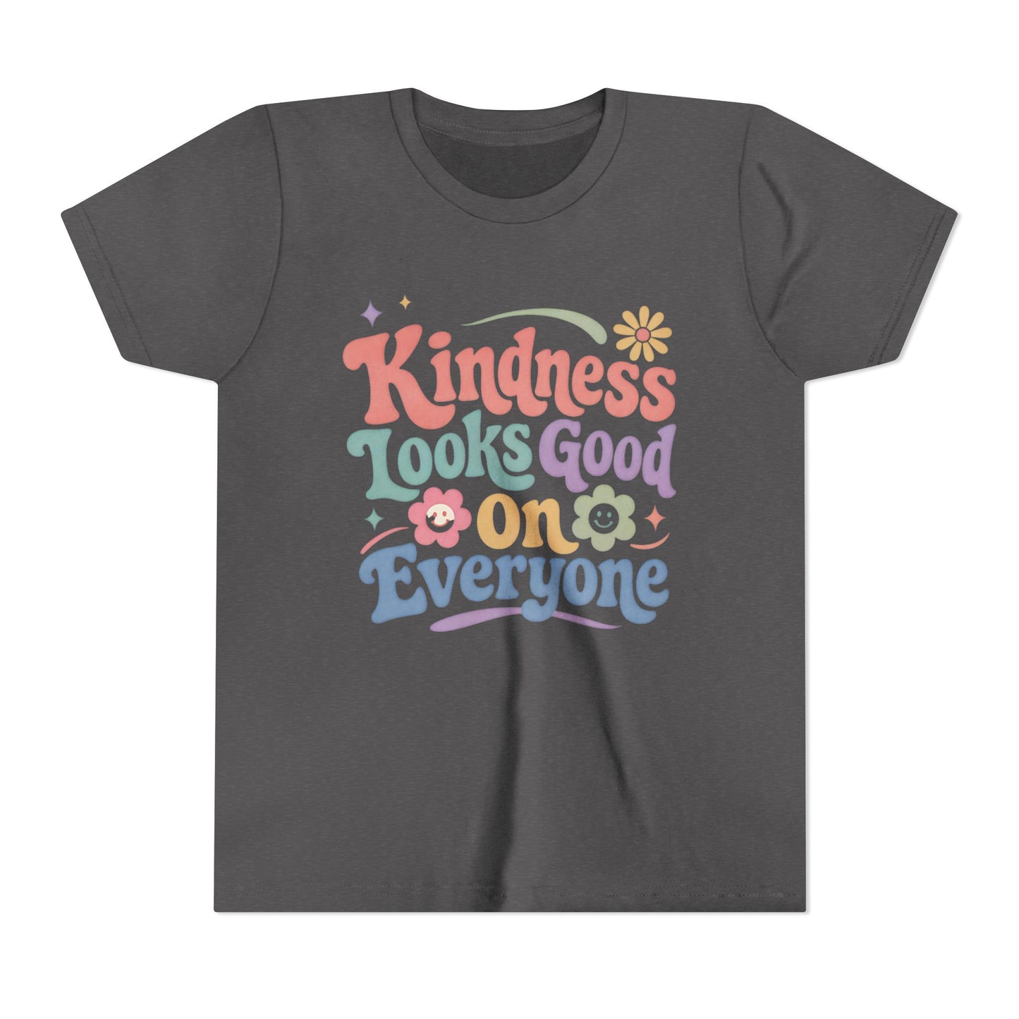 Youth Tee — "Kindness Looks Good On Everyone" Retro Floral Kids T-Shirt