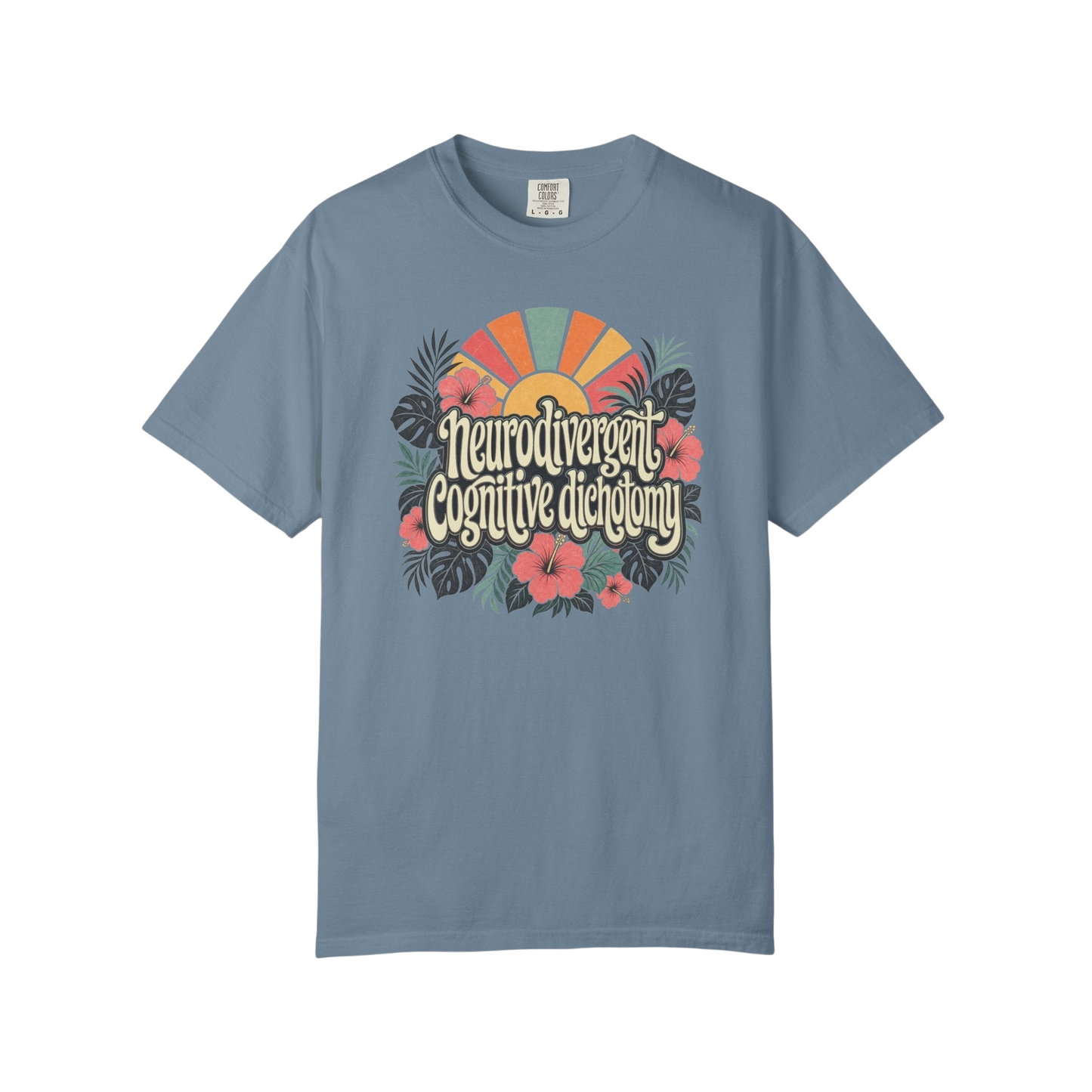 Neurodivergent Cognitive Dichotomy T-Shirt — Retro Floral Sunburst Awareness Tee