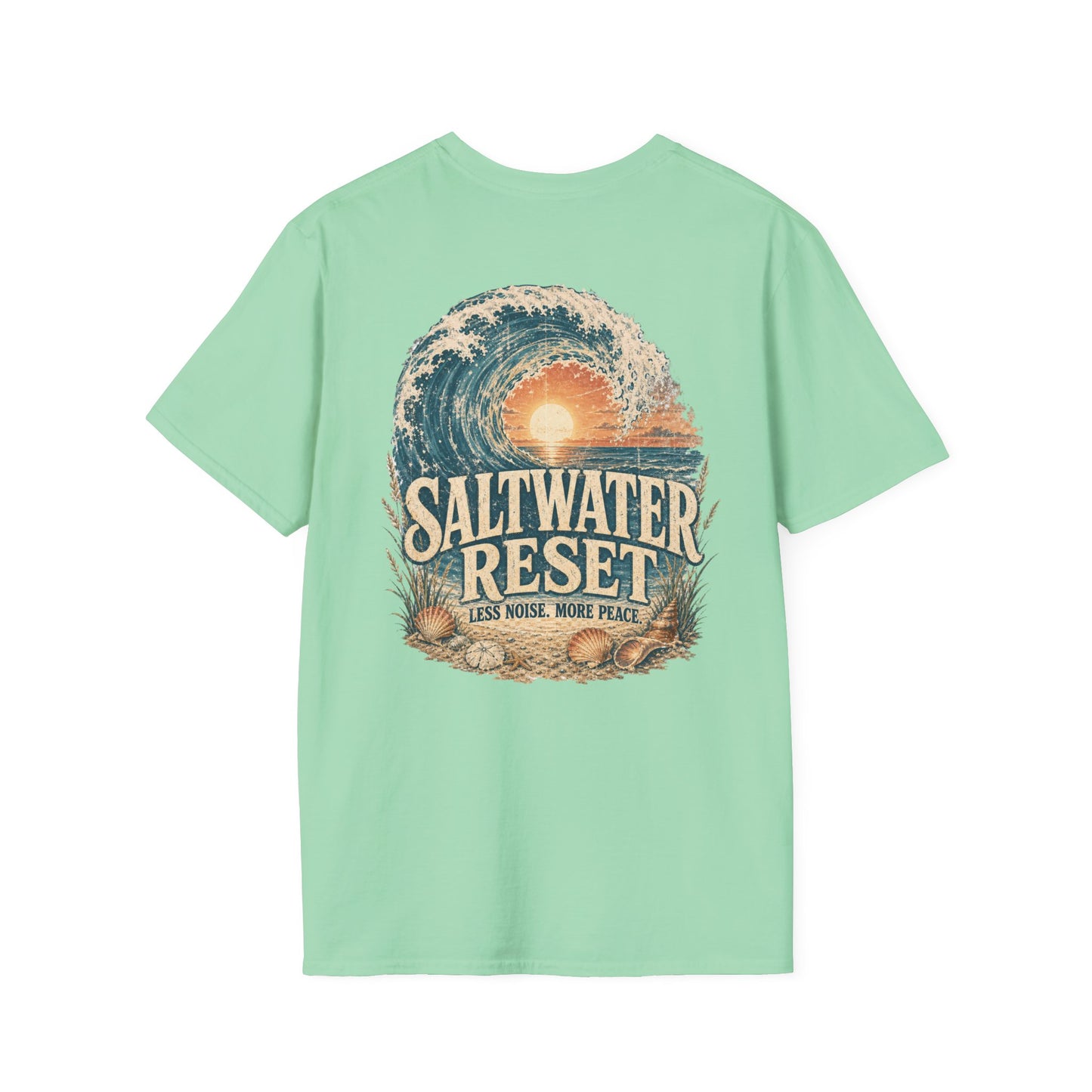 "Saltwater Reset" Retro Ocean Barrel Wave Sunset Graphic T-Shirt