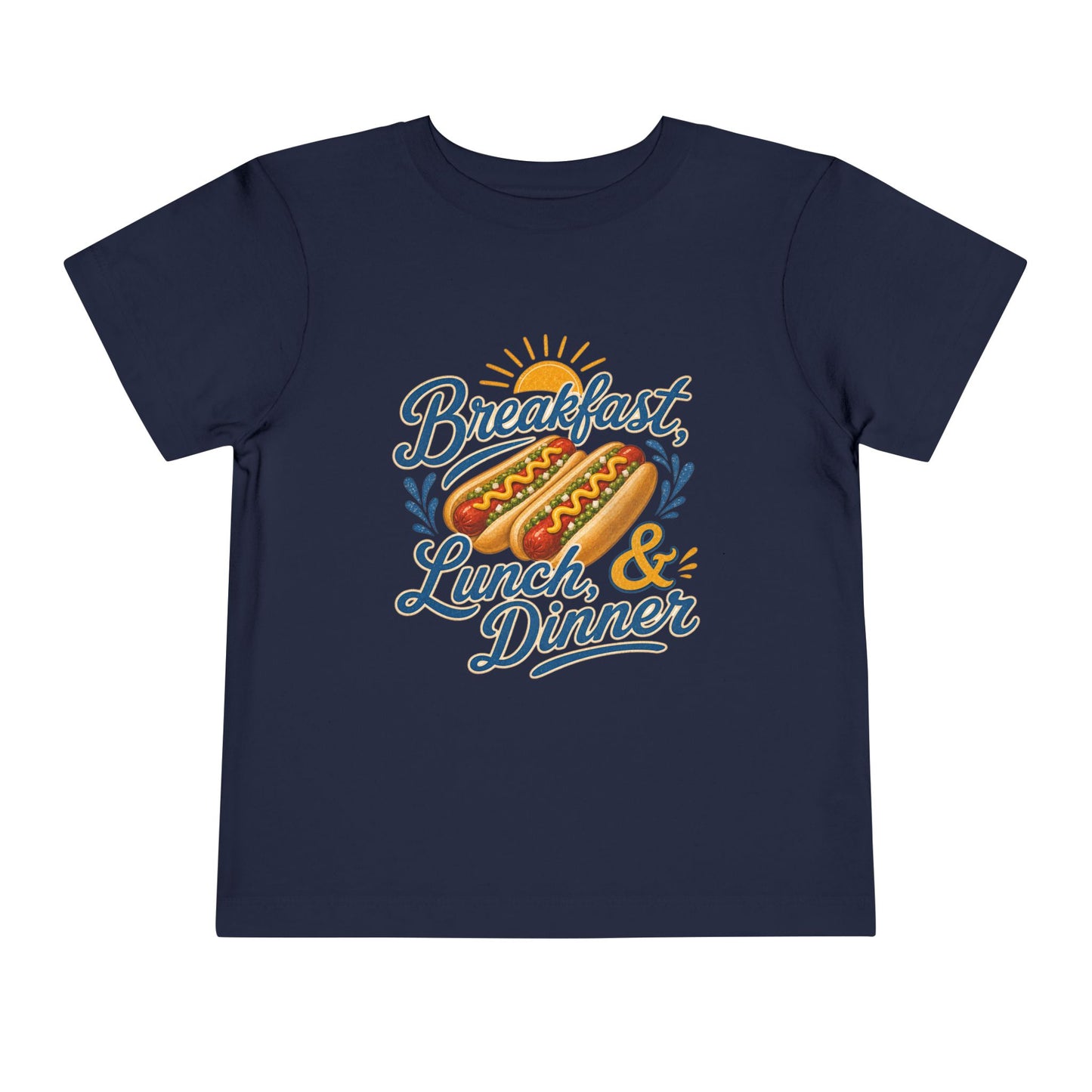 "Breakfast, Lunch & Dinner" Hot Dog Kids T‑Shirt Toddler Tee —