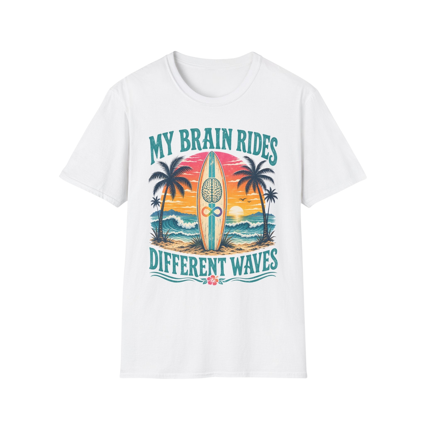 Graphic T-Shirt — "My Brain Rides Different Waves" Surf Retro Tee