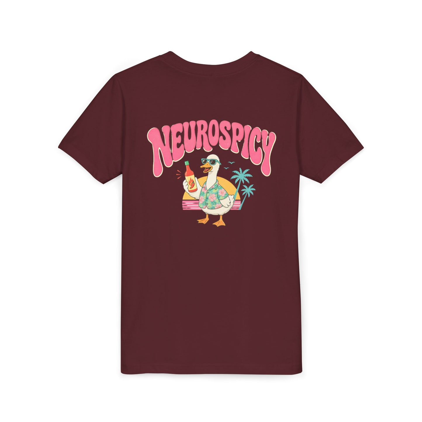 Neurospicy Silly Goose Youth Tee — Cute Tropical Graphic Kids T‑Shirt BACK PRINT