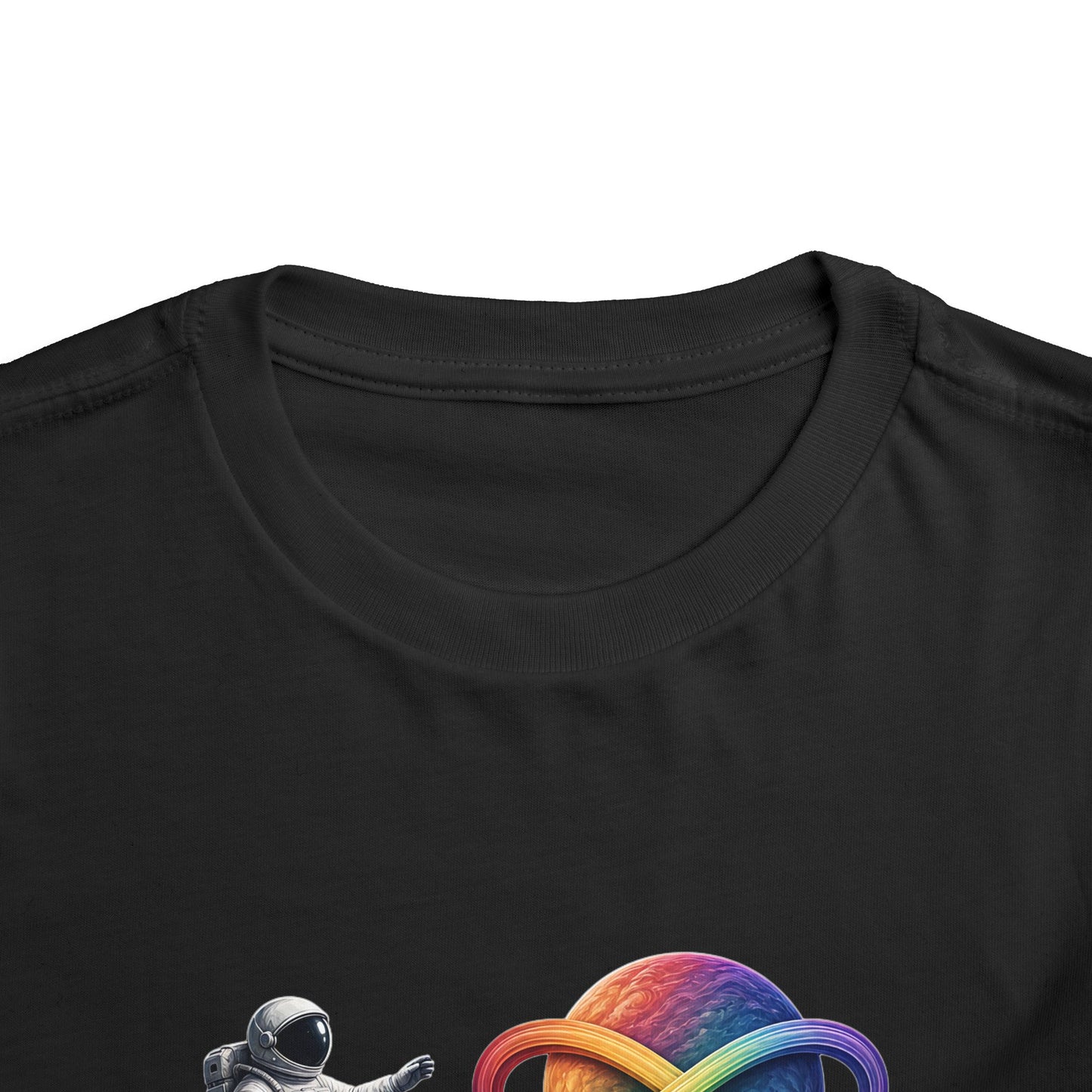 Toddler Tee — Rainbow Infinity Planet & Astronaut Graphic
