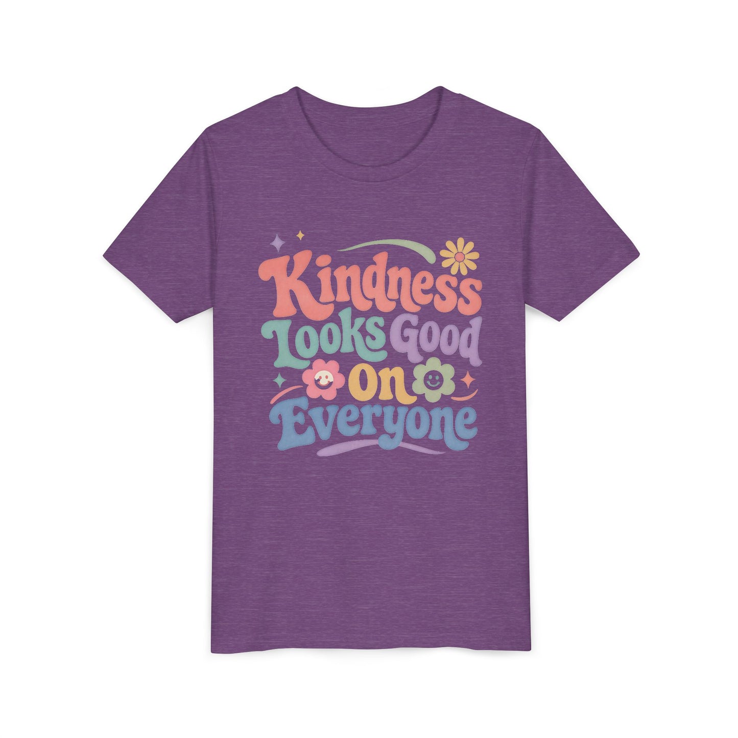 Youth Tee — "Kindness Looks Good On Everyone" Retro Floral Kids T-Shirt