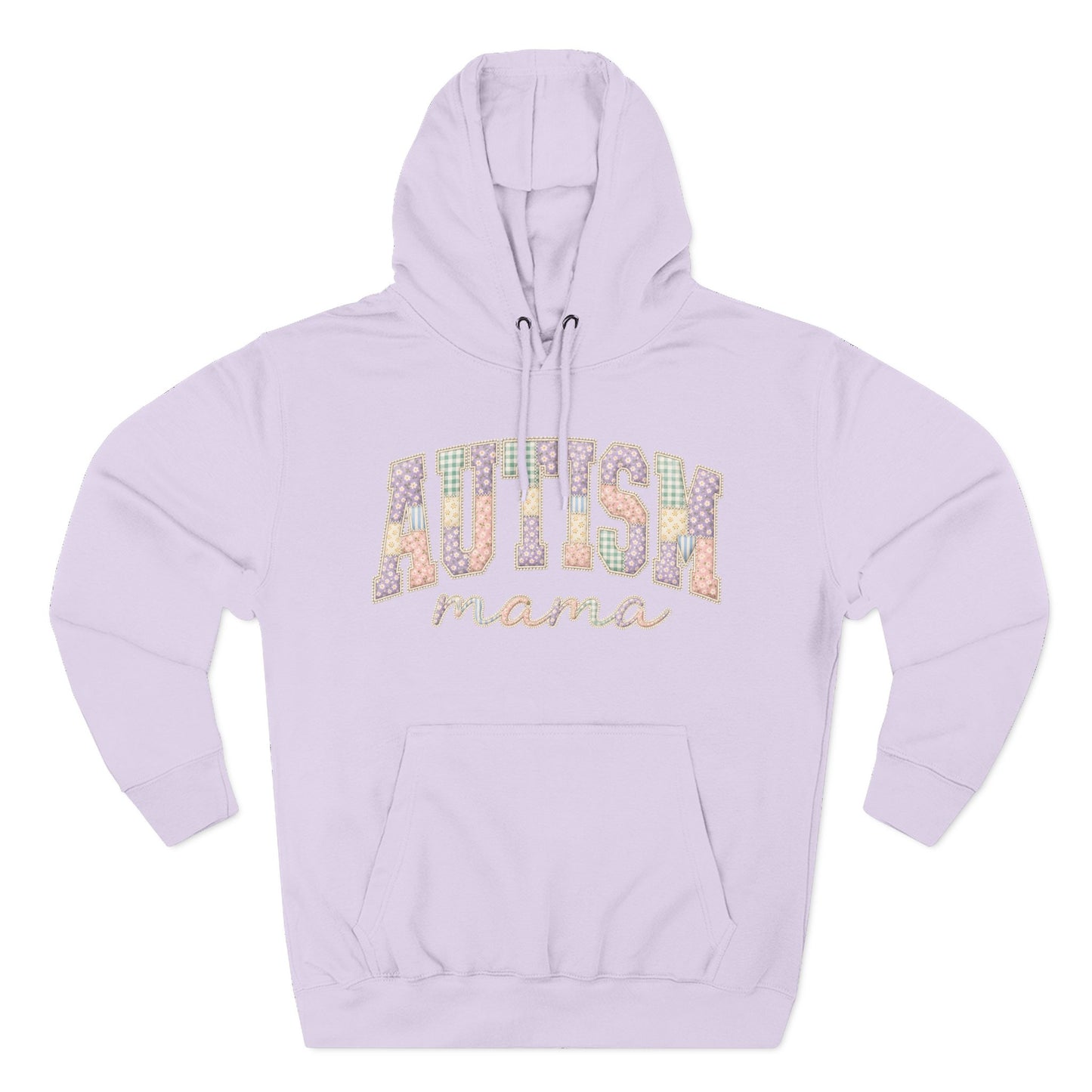 Autism Mama Hoodie — Pastel Patchwork-Pattern Support Sweatshirt - 3XL, Lilac image