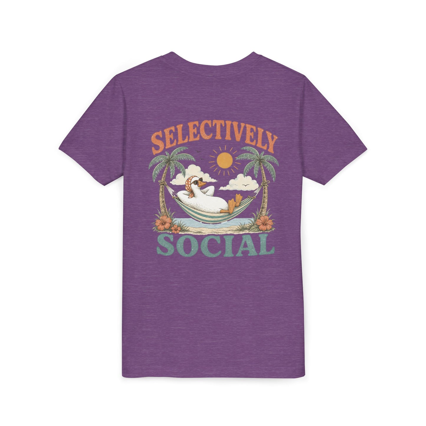 Youth Tee — Silly Goose "Selectively Social" Hammock Graphic Kid’s T-Shirt BACK PRINT