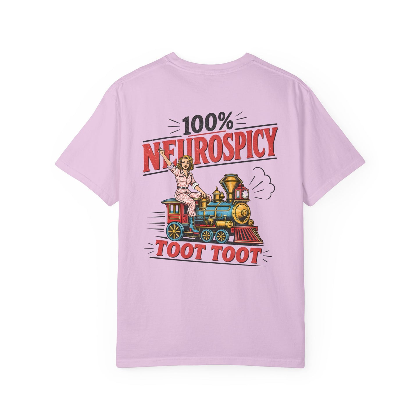 100% Neurospicy T-Shirt — Vintage Train 'Toot Toot' Graphic Tee BACK PRINT