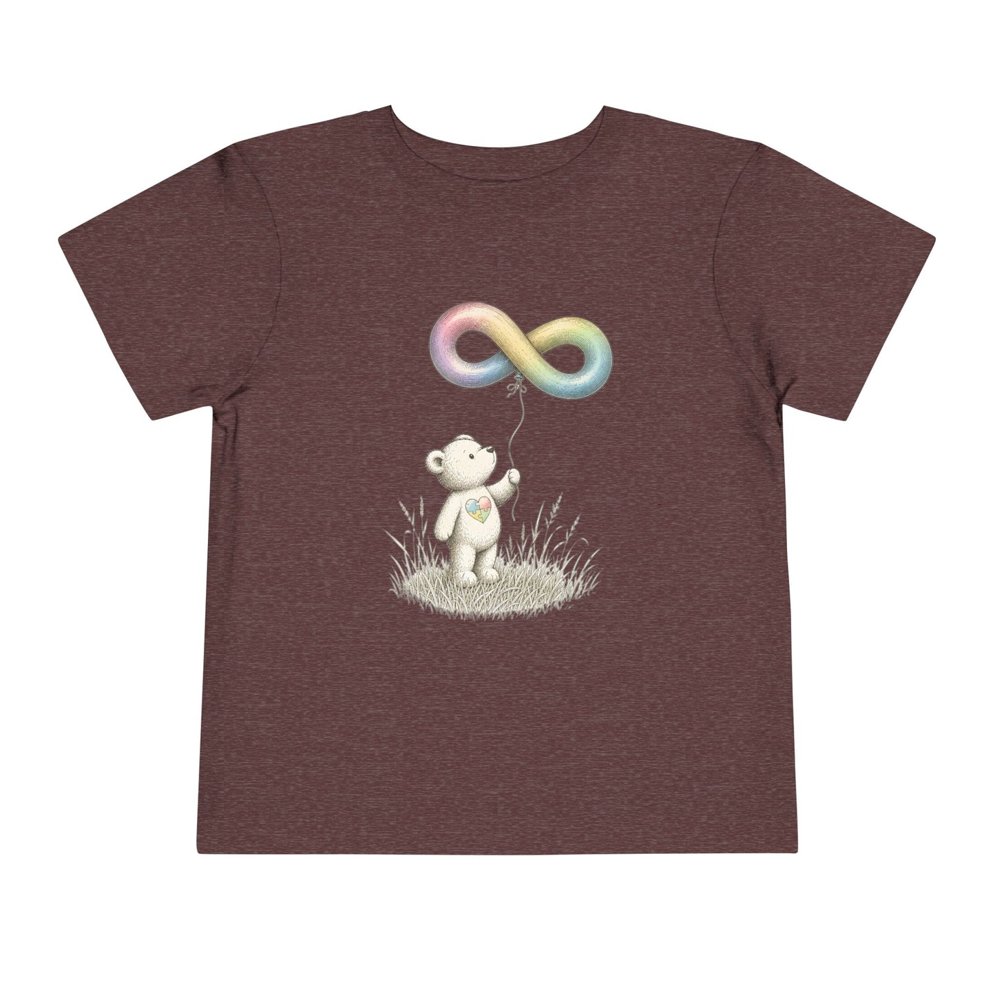 Toddler Tee — Bear Holding Rainbow Infinity Balloon Cute Kids Shirt image 18