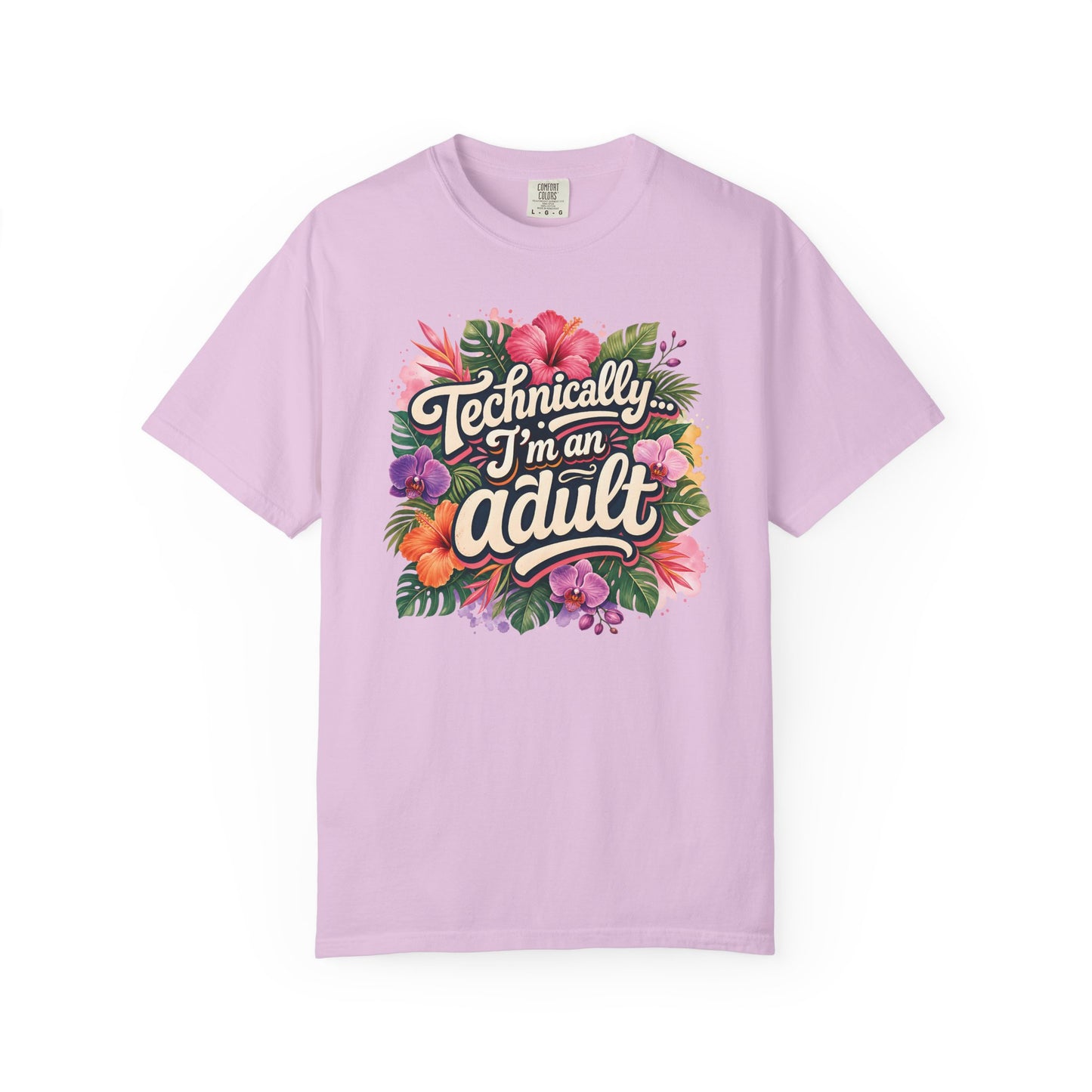 Technically I’m an Adult T-Shirt — Floral ADHD ASD Funny AuDulting T-Shirt