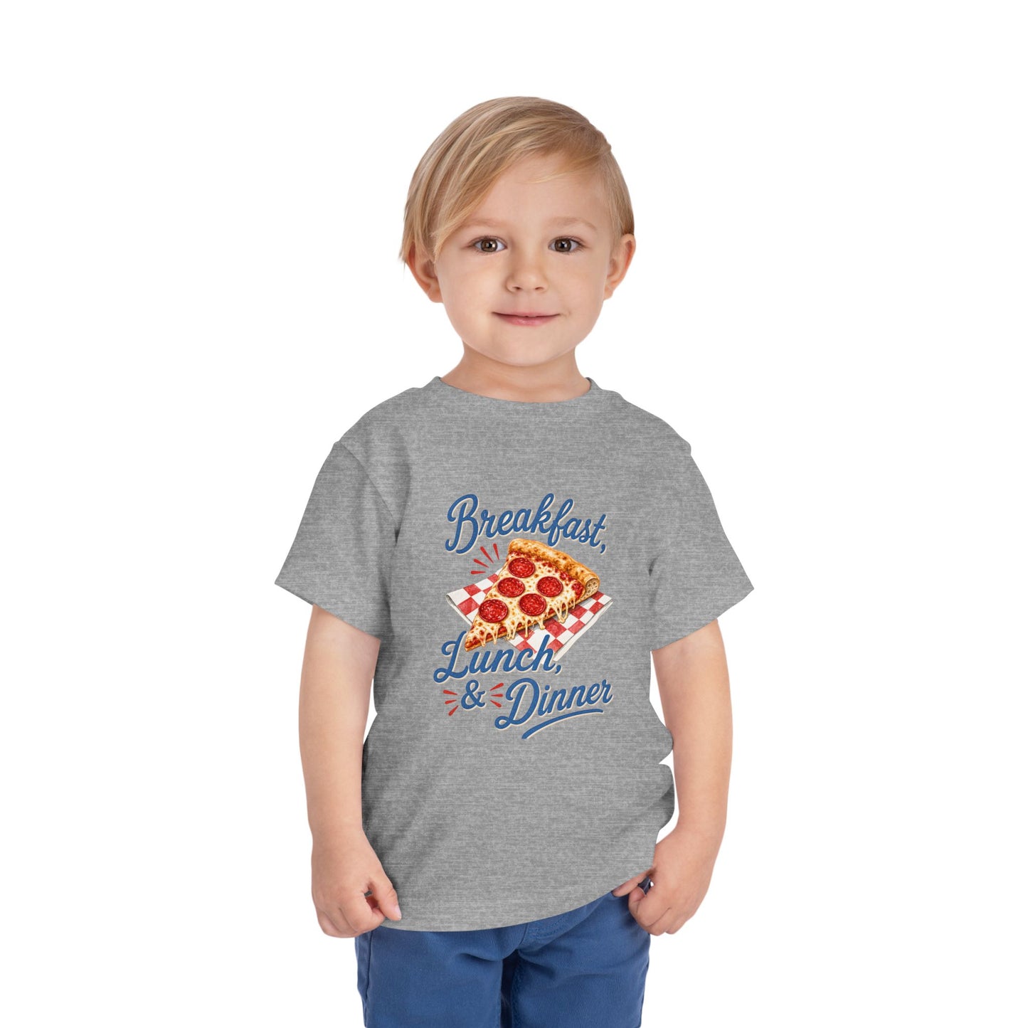 "Breakfast, Lunch & Dinner" Pizza Graphic Toddler Tee