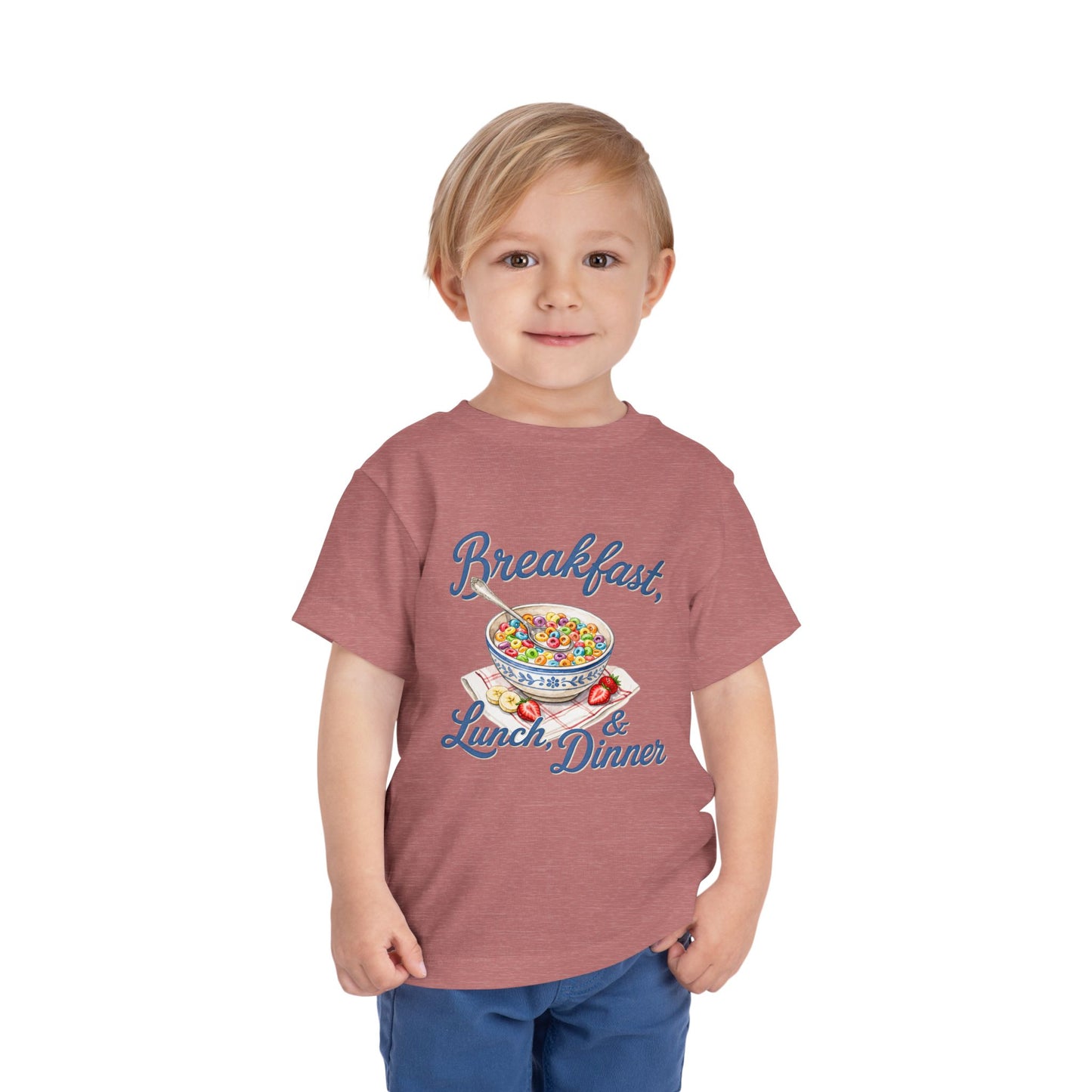 Toddler Tee — “Breakfast, Lunch & Dinner” Cereal Bowl Kids Shirt
