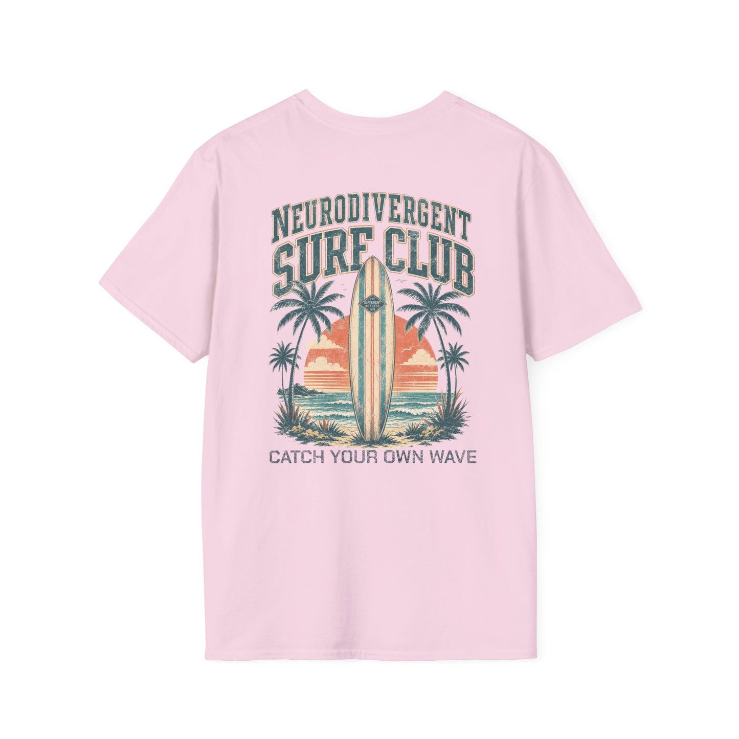 "Catch Your Own Wave" Neurodivergent Surf Club Graphic Tee Shirt