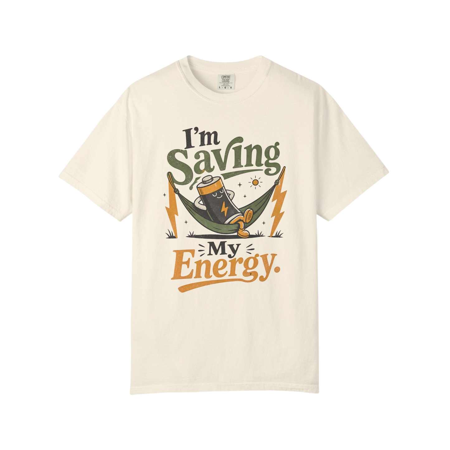 Saving My Energy T-Shirt — Funny Recharge Battery Graphic Tee