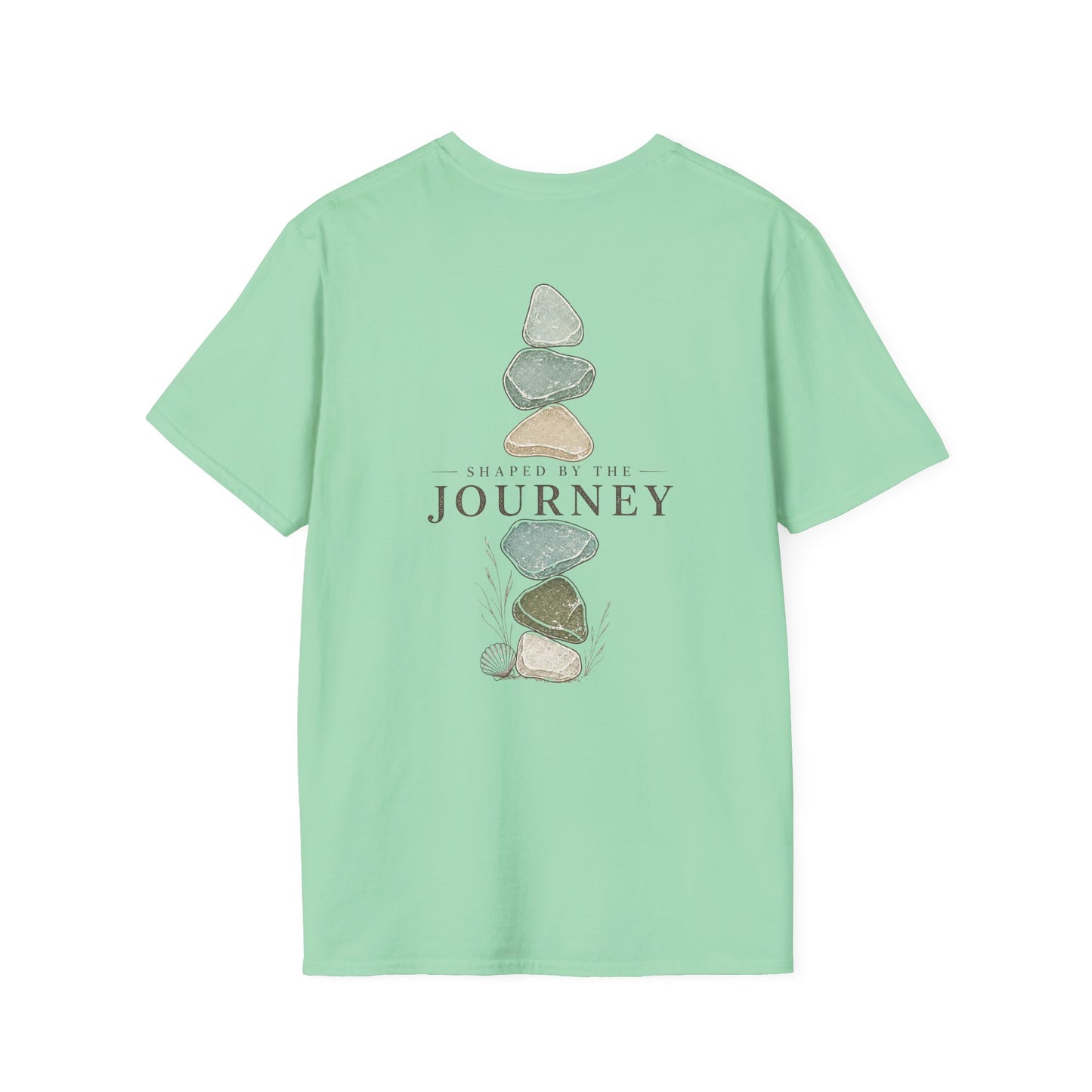 "SHAPED BY THE JOURNEY"  Coastal inspired Sea Glass t-shirt