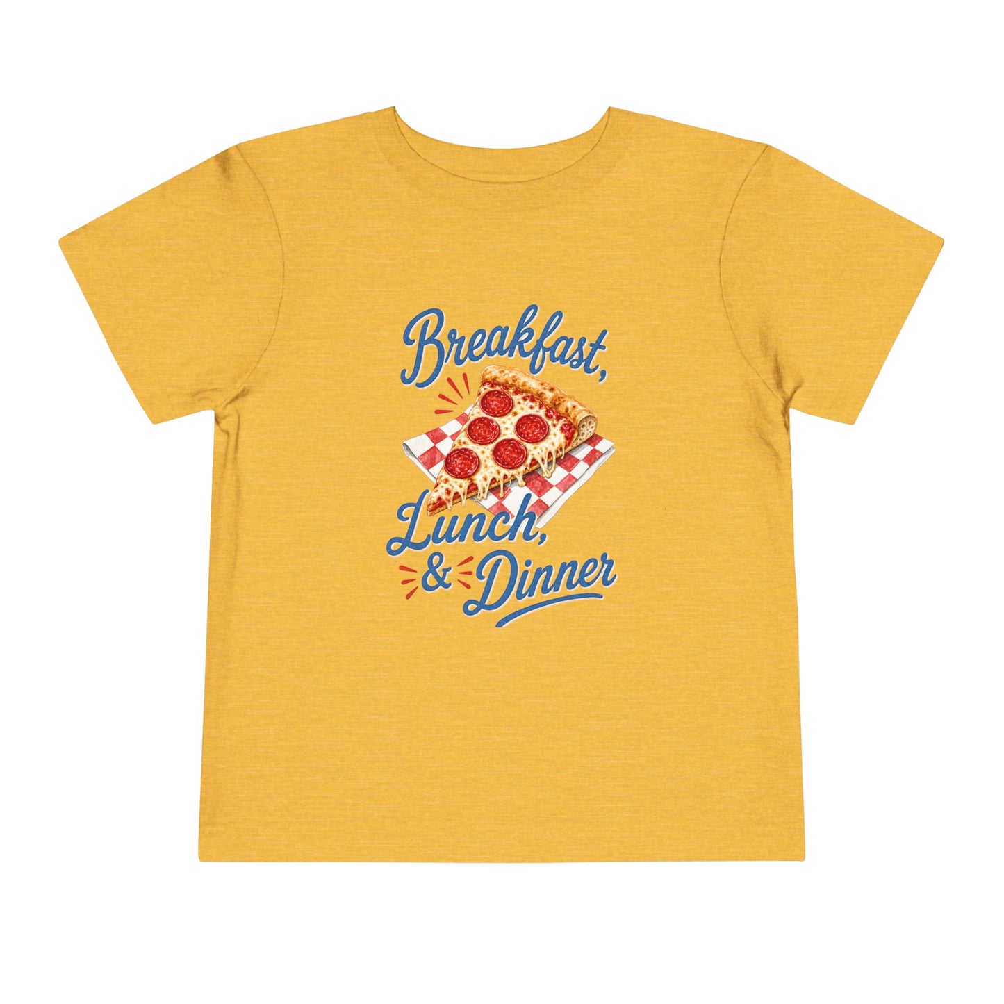 "Breakfast, Lunch & Dinner" Pizza Graphic Toddler Tee