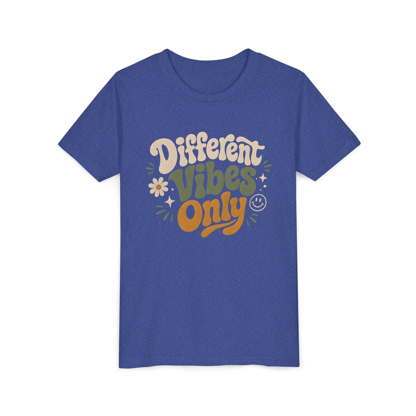 Youth Tee — "Different Vibes Only" Retro Flower Kids T-Shirt