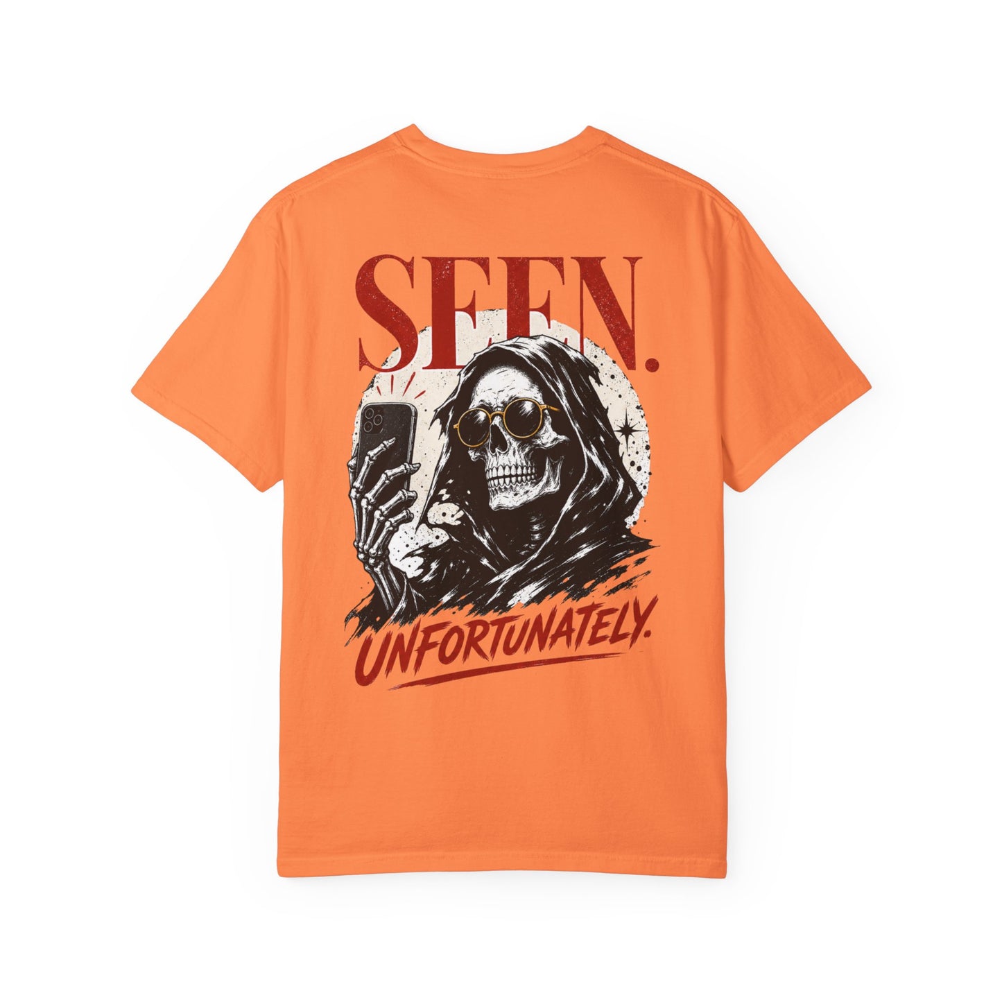 "Seen. Unfortunately." Skull Selfie Graphic T-Shirt