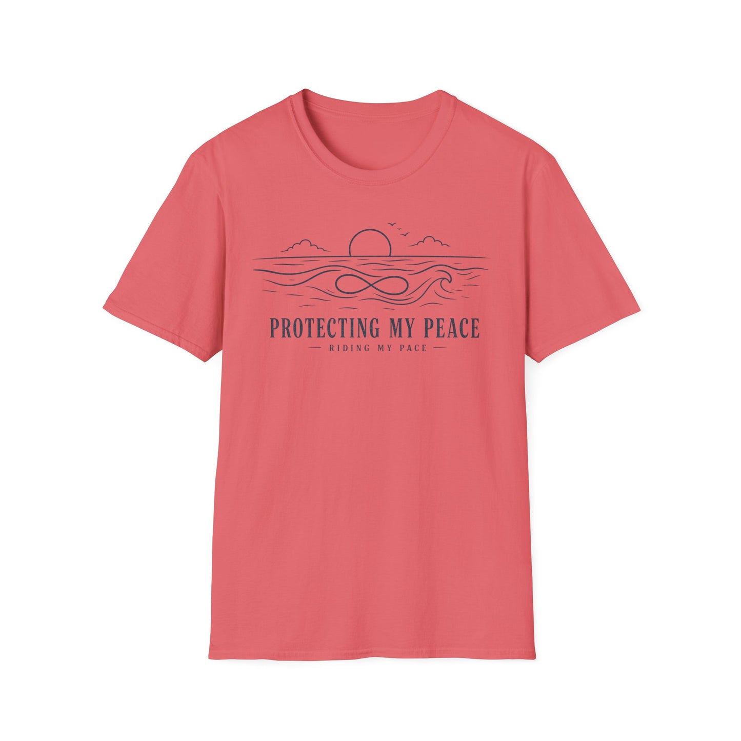 "Protecting My Peace" Ocean Sunset Minimalist Line Art T-Shirt