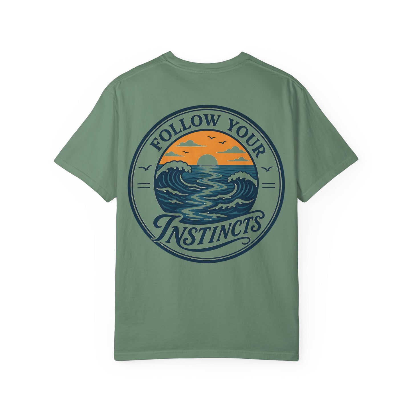 "Follow Your Instincts" Ocean Sunset Graphic Tee Shirt