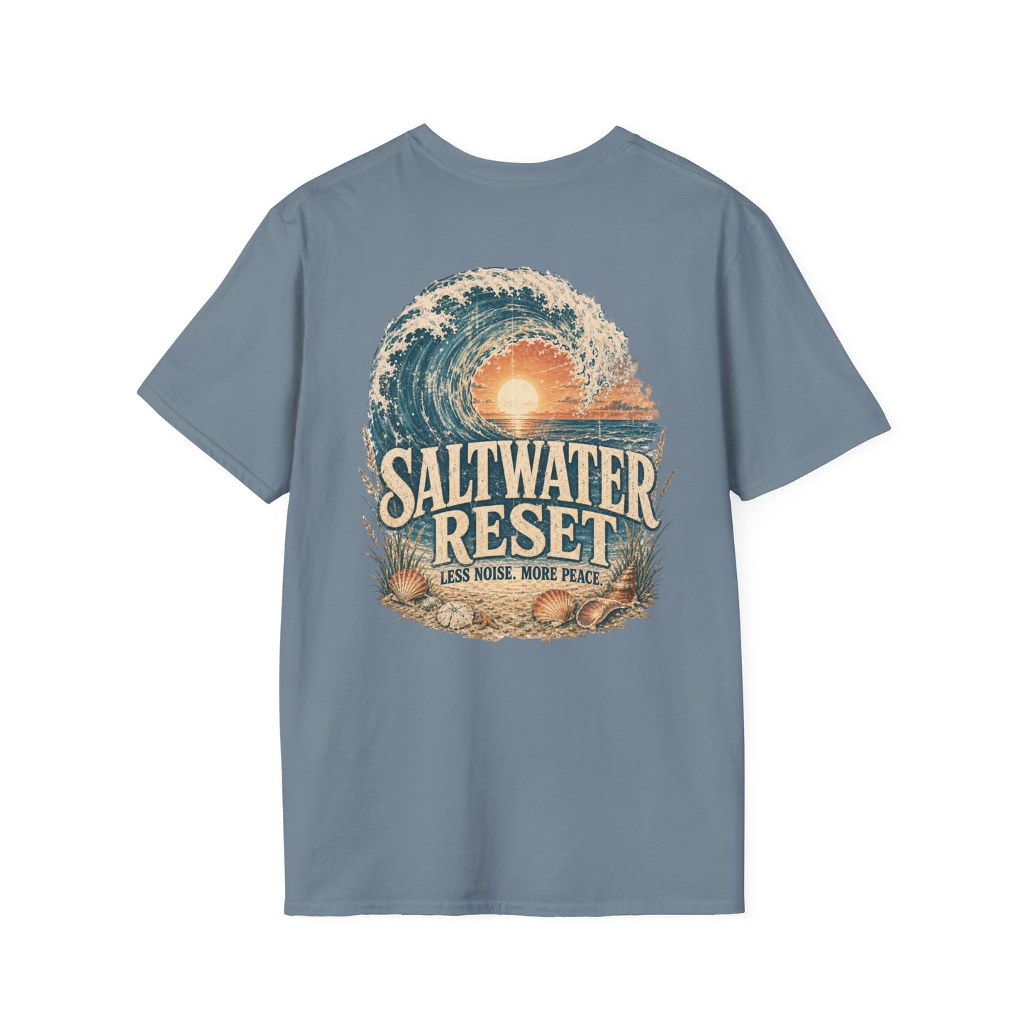 "Saltwater Reset" Retro Ocean Barrel Wave Sunset Graphic T-Shirt