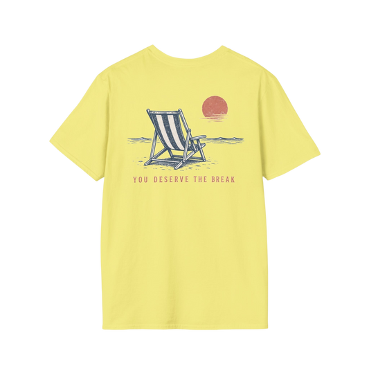 You Deserve The Break Sunset Beach Chair T-Shirt BACK PRINT