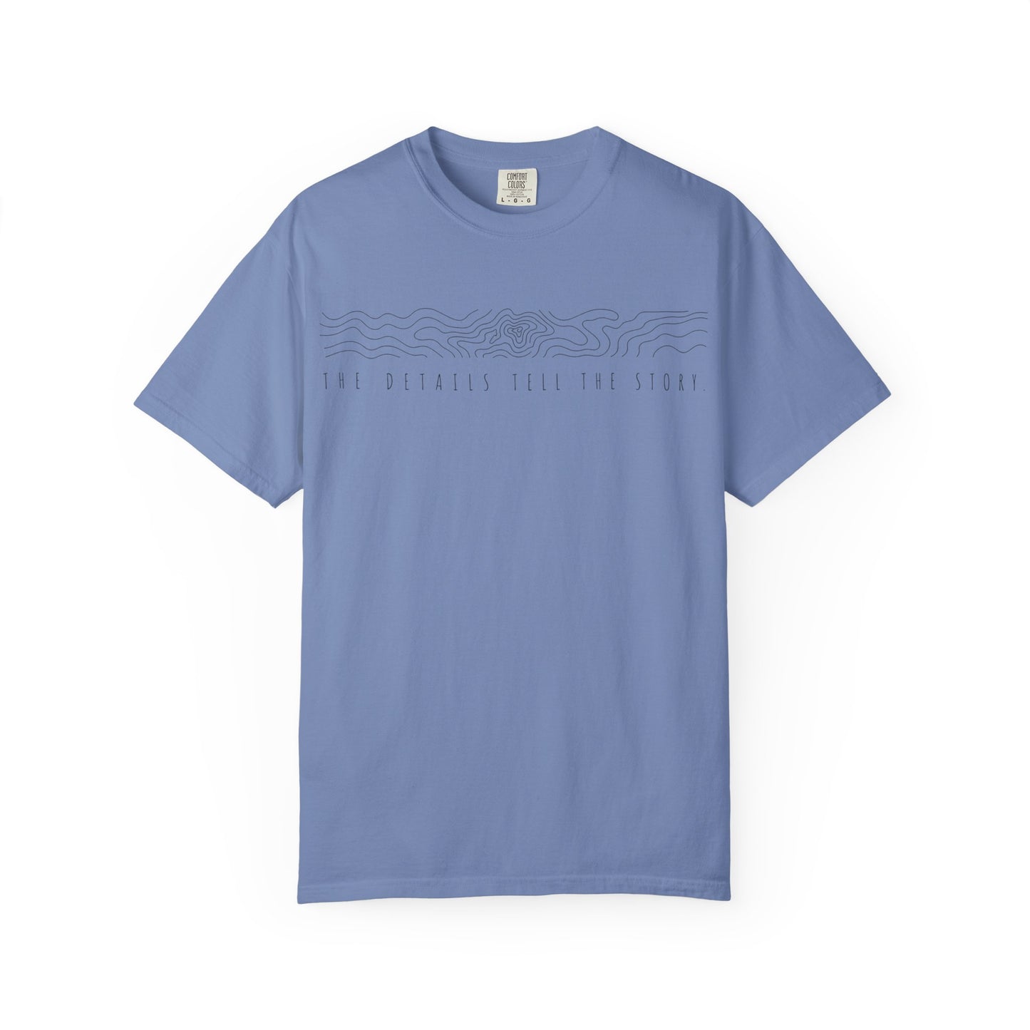 "THE DETAILS TELL THE STORY" Black Print minimal graphic line Tee