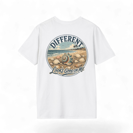 "Different Looks Good On Me" Vintage Seashell Graphic Tee
