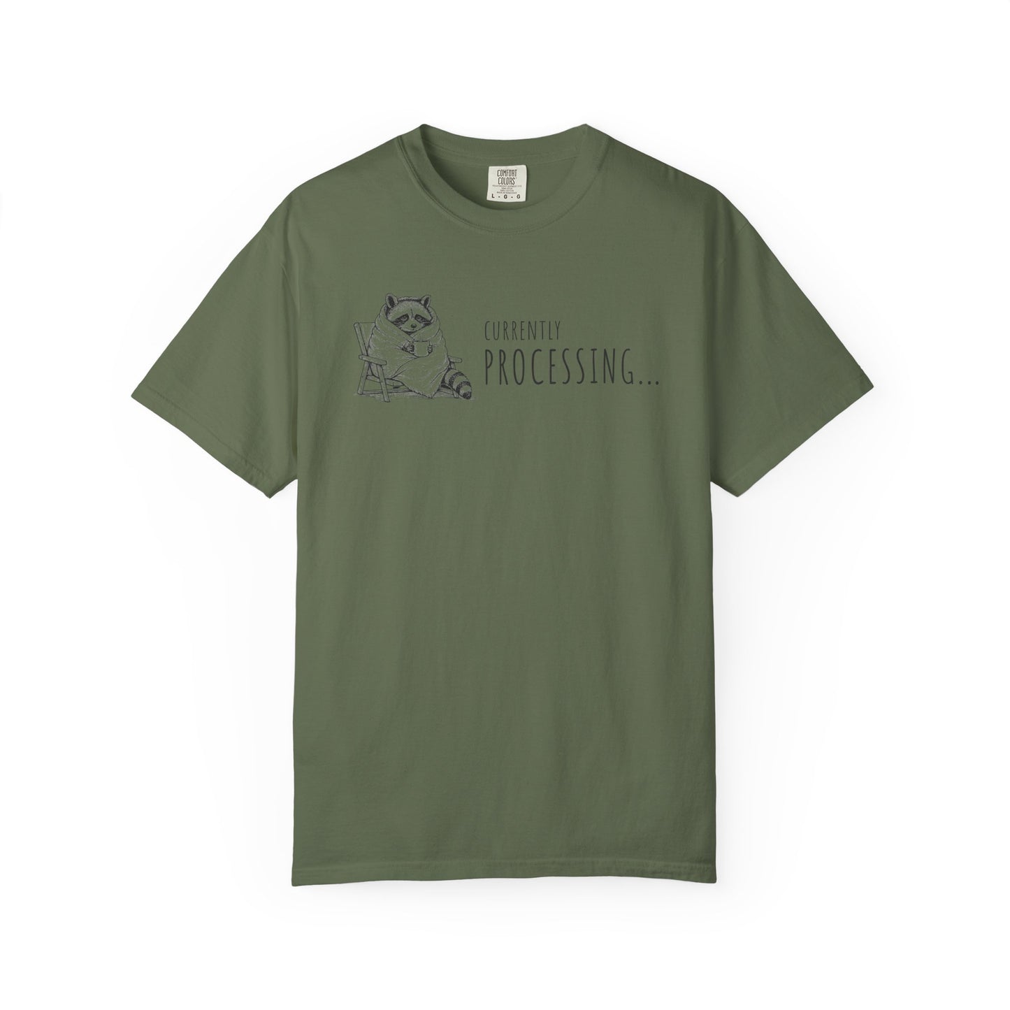 "Currently Processing..." Raccoon Graphic Tee