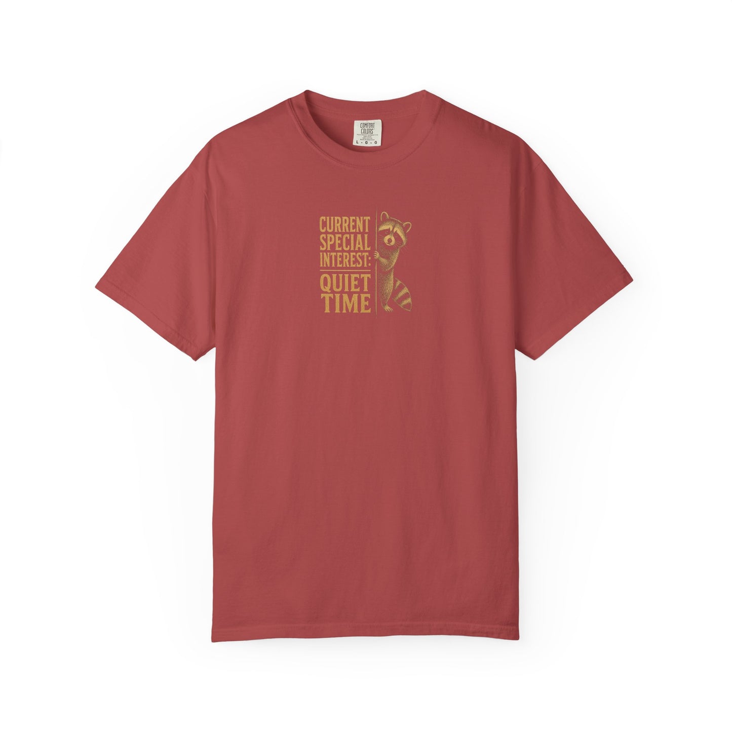 "Current Special Interest: Quiet Time" Cute Raccoon Graphic Tee